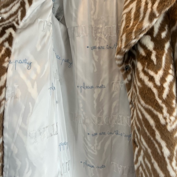 Gorsuch faux brown zebra fur long coat 14/XL - Picture 8 of 12